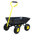 Folding Car Poly Garden Dump Truck With Steel Frame, 10 Inches. Pneumatic Tire, 300 Lb Capacity Body 55L Black Black Metal