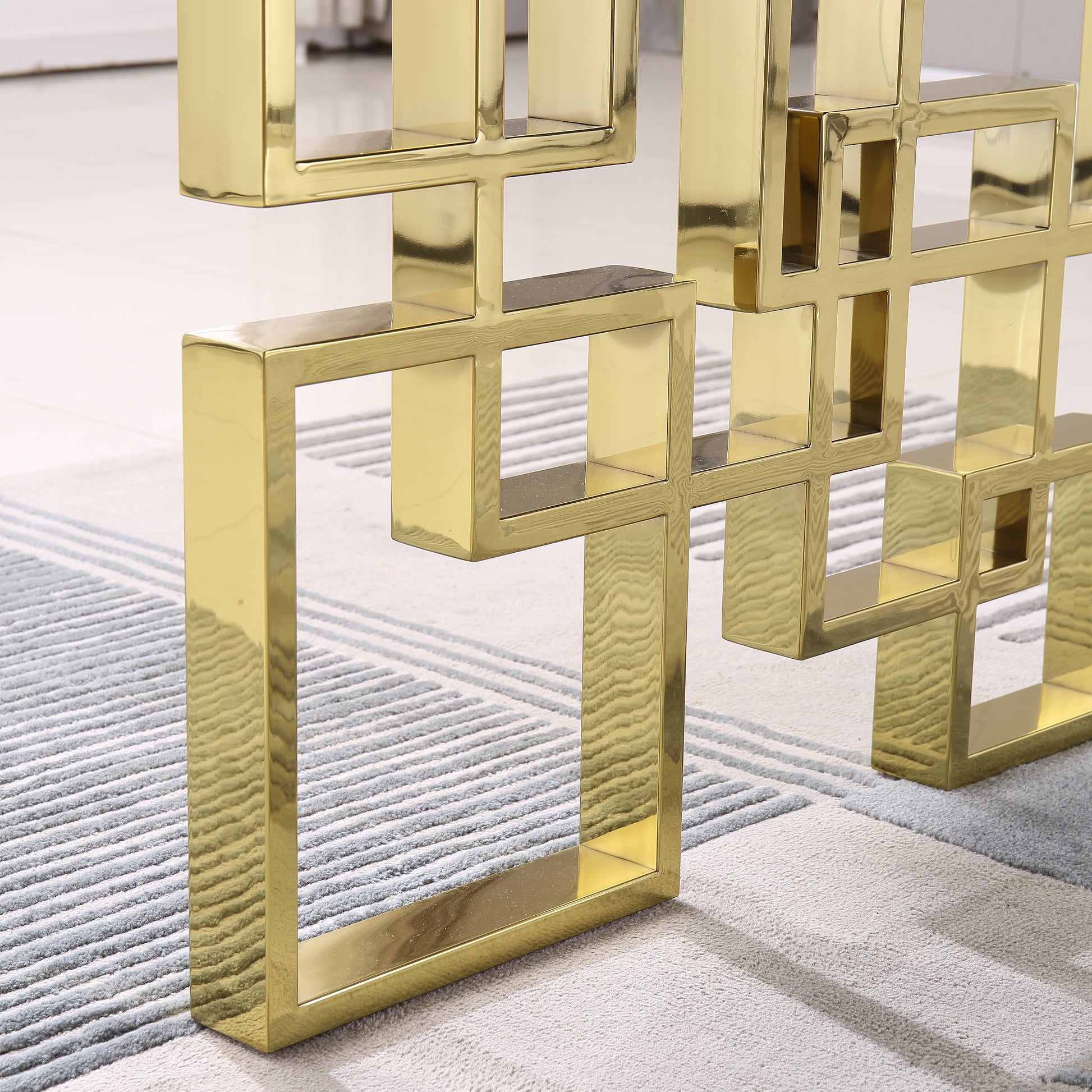 Contemporary Rectangular Marble Table, 0.71" Marble Top, Gold Mirrored Finish, Luxury Design For Home 63"X35.4"X29.5" Black Marble