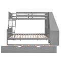 Twin Over Full Bunk Bed With Trundle And Built In Desk, Three Storage Drawers And Shelf,Gray Gray Pine