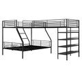 L Shaped Metal Twin Over Full Bunk Bed And Twin Size Loft Bed With Four Built In Shelves,Black Black Metal