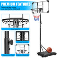 Portable Basketball Goal System With Stable Base And Wheels, Use For Indoor Outdoor Teenagers Youth Height Adjustable 5.6 To 7Ft Basketball Hoop 28 Inch Backboard Transparent Sporty Iron