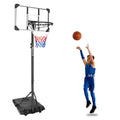 Portable Basketball Goal System With Stable Base And Wheels, Use For Indoor Outdoor Teenagers Youth Height Adjustable 5.6 To 7Ft Basketball Hoop 28 Inch Backboard Transparent Sporty Iron