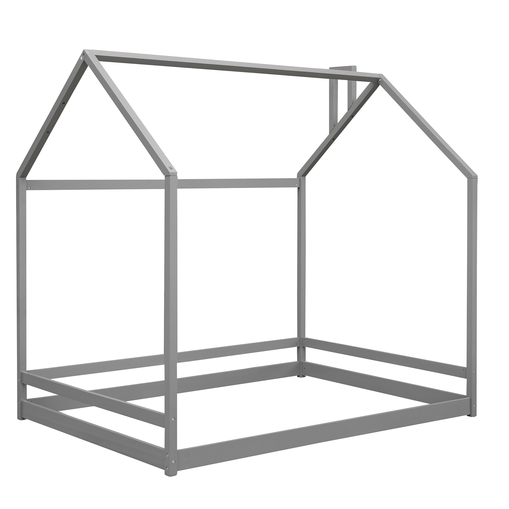 Full Size House Bed Wood Bed, Gray Old Sku:Wf281436Aae Gray Solid Wood