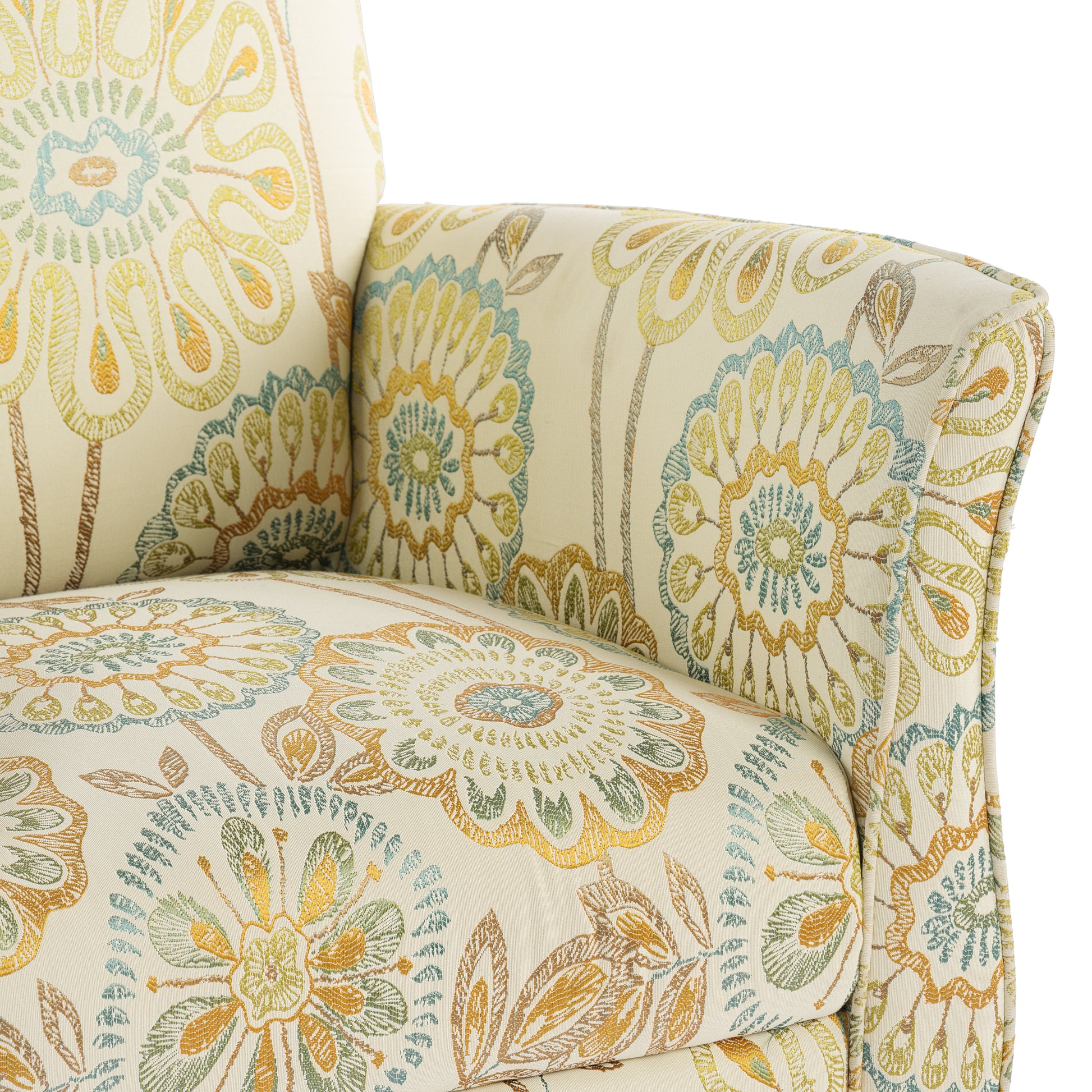 Accent Chairs For Living Room Beige Yellow Fabric