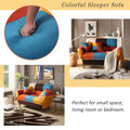 Small Space Colorful Sleeper Sofa, Solid Wood Legs Colorful Polyester