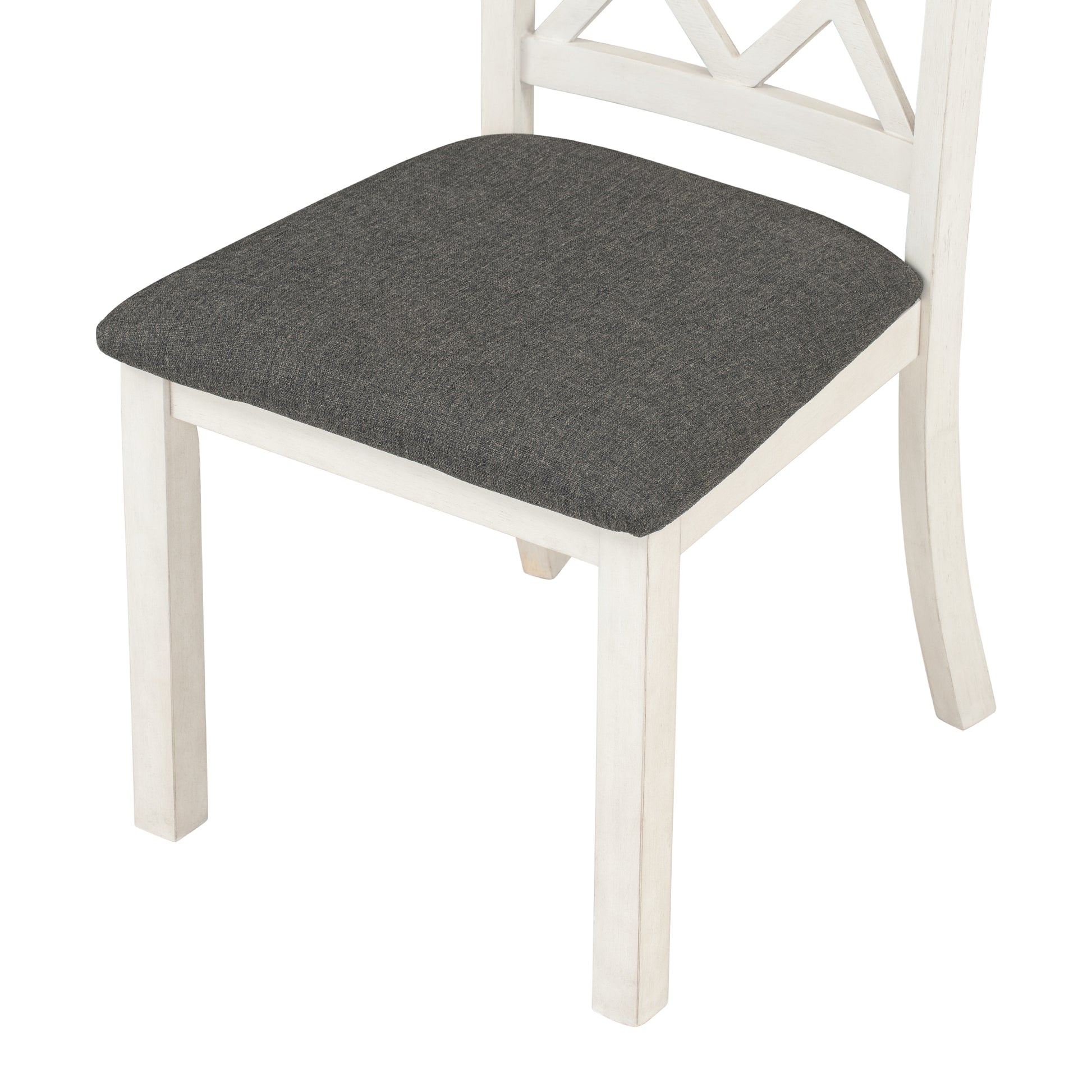 Mid Century Solid Wood 5 Piece Round Dining Table Set, Kitchen Table Set With Upholstered Chairs For Small Places, Brown Table Gray Chair Brown Wood Dining Room Solid Wood Rubberwood Round Dining Table With Chair Upholstered Chair Wood Brown Slat Back