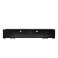 Extended, Minimalist Design Tv Stand With Color Changing Led Lights, Modern Universal Entertainment Center, High Gloss Tv Cabinet For 90 Inch Tv, Black Black Particle Board