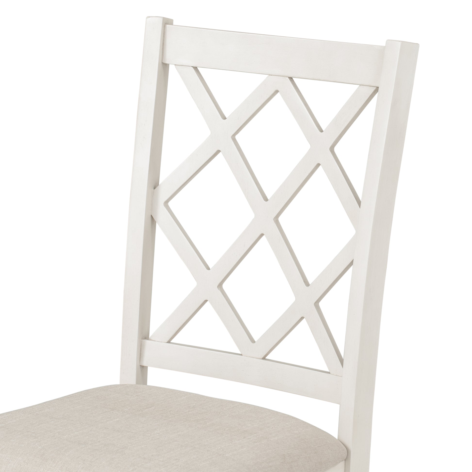 Mid Century Solid Wood 5 Piece Round Dining Table Set, Kitchen Table Set With Upholstered Chairs For Small Places, Walnut Table Beige Chair Wood Dining Room Solid Wood Rubberwood Round Dining Table With Chair Upholstered Chair Wood Walnut Slat Back Seats