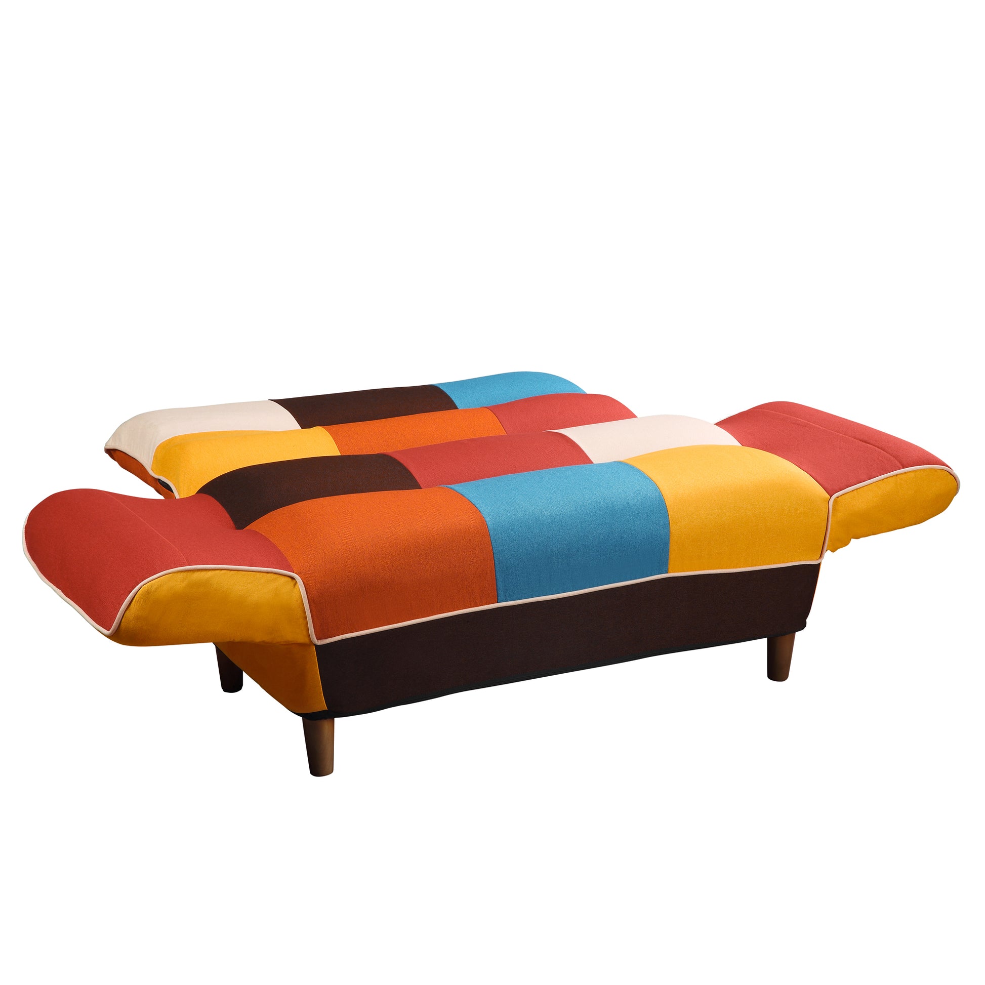 Small Space Colorful Sleeper Sofa, Solid Wood Legs Colorful Polyester