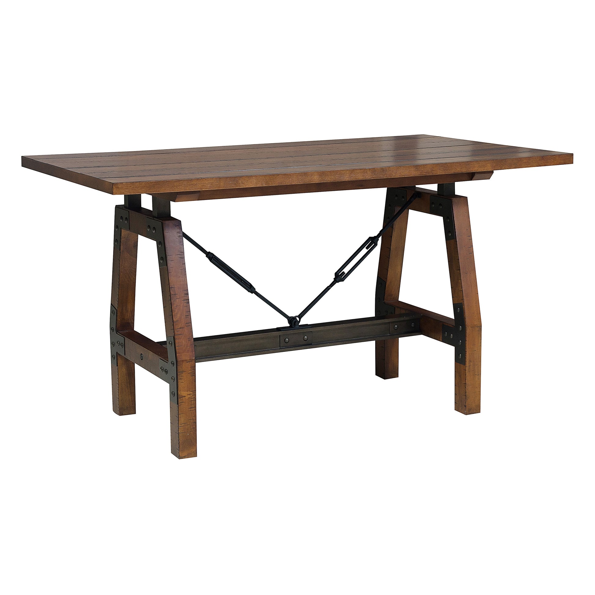 Rustic Brown And Gunmetal Finish 5Pc Dining Set Counter Height Table And 4X Counter Height Chairs Industrial Design Wooden Dining Furniture Multicolor Seats 4 Dining Room Industrial,Rustic