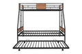Metal Twin Over Full Bunk Bed With Trundle Heavy Duty Sturdy Metal Noise Reduced Safety Guardrail Wooden Decoration Convenient Trundle Bunk Bed For Three Cpc Certified No Box Spring Needed Black Metal
