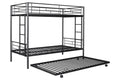 Metal Twin Over Twin Bunk Bed With Trundle Can Be Separated Into 2 Twin Beds Heavy Duty Sturdy Metal Noise Reduced Safety Guardrail Trundle For Flexible Space Bunk Bed For Three Cpc Certified Black Metal