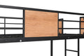 Metal Twin Over Full Bunk Bed With Trundle Heavy Duty Sturdy Metal Noise Reduced Safety Guardrail Wooden Decoration Convenient Trundle Bunk Bed For Three Cpc Certified No Box Spring Needed Black Metal