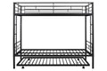 Metal Twin Over Twin Bunk Bed With Trundle Can Be Separated Into 2 Twin Beds Heavy Duty Sturdy Metal Noise Reduced Safety Guardrail Trundle For Flexible Space Bunk Bed For Three Cpc Certified Black Metal