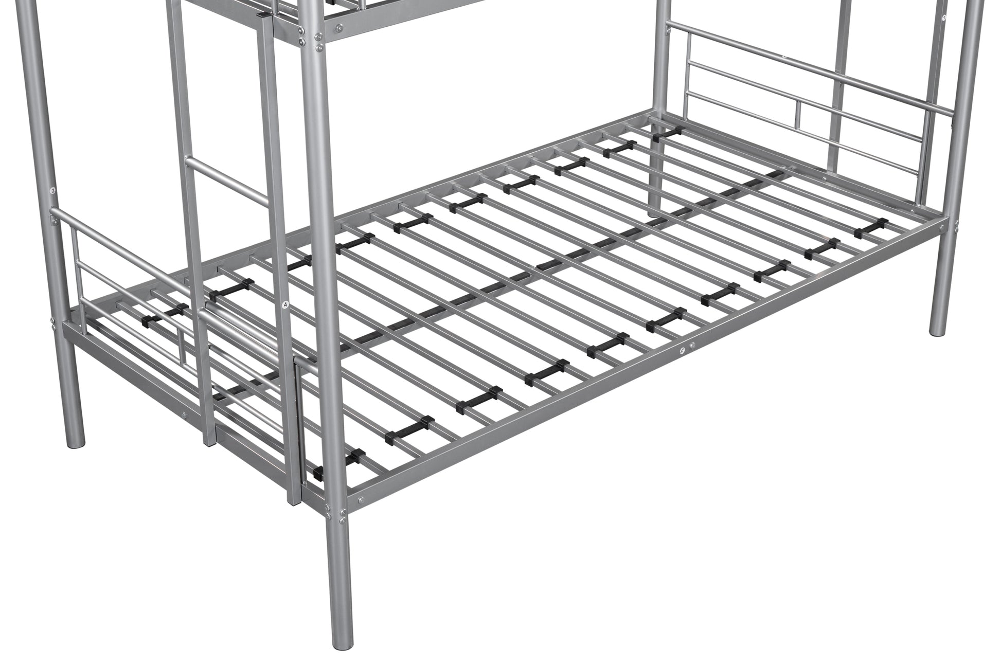 Metal Twin Over Twin Bunk Bed Heavy Duty Sturdy Metal Noise Reduced Design Safety Guardrail 2 Side Ladders Cpc Certified No Box Spring Needed Silver Metal