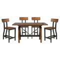 Rustic Brown And Gunmetal Finish 5Pc Dining Set Counter Height Table And 4X Counter Height Chairs Industrial Design Wooden Dining Furniture Multicolor Seats 4 Dining Room Industrial,Rustic