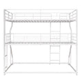 Full Xl Over Twin Xl Over Queen Size Triple Bunk Bed With Long And Short Ladder,White Box Spring Not Required White Metal Bedroom Bunk Metal