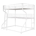 Full Xl Over Twin Xl Over Queen Size Triple Bunk Bed With Long And Short Ladder,White Box Spring Not Required White Metal Bedroom Bunk Metal