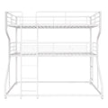 Full Xl Over Twin Xl Over Queen Size Triple Bunk Bed With Long And Short Ladder,White Box Spring Not Required White Metal Bedroom Bunk Metal