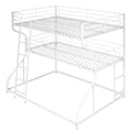 Full Xl Over Twin Xl Over Queen Size Triple Bunk Bed With Long And Short Ladder,White Box Spring Not Required White Metal Bedroom Bunk Metal