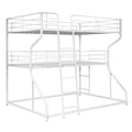 Full Xl Over Twin Xl Over Queen Size Triple Bunk Bed With Long And Short Ladder,White Box Spring Not Required White Metal Bedroom Bunk Metal