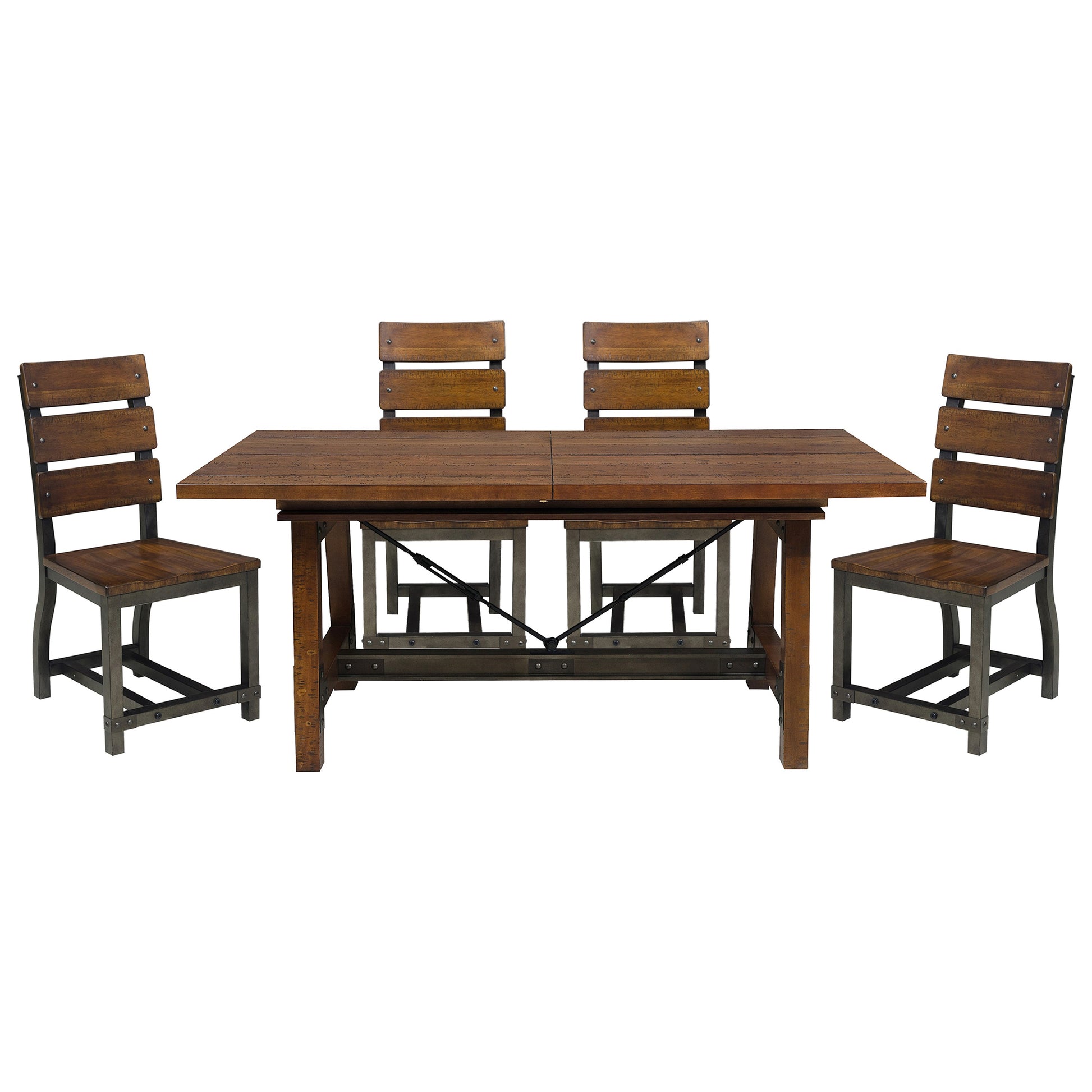 Unique Look Wood Framing 1Pc Dining Table W Extension Leaf Industrial Design Casual Dining Furniture Brown Mix Dining Room Industrial,Rustic Wood