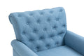 Mid Century Modern Accent Chair, Linen Armchair W Tufted Back Wood Legs, Upholstered Lounge Arm Chair Single Sofa For Living Room Bedroom,Light Blue Light Blue Foam Linen