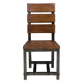 Unique Look Wood Framing Side Chairs 2Pc Set Rustic Brown And Gunmetal Finish Industrial Design Casual Dining Furniture Brown Mix Dining Room Industrial,Rustic Wood