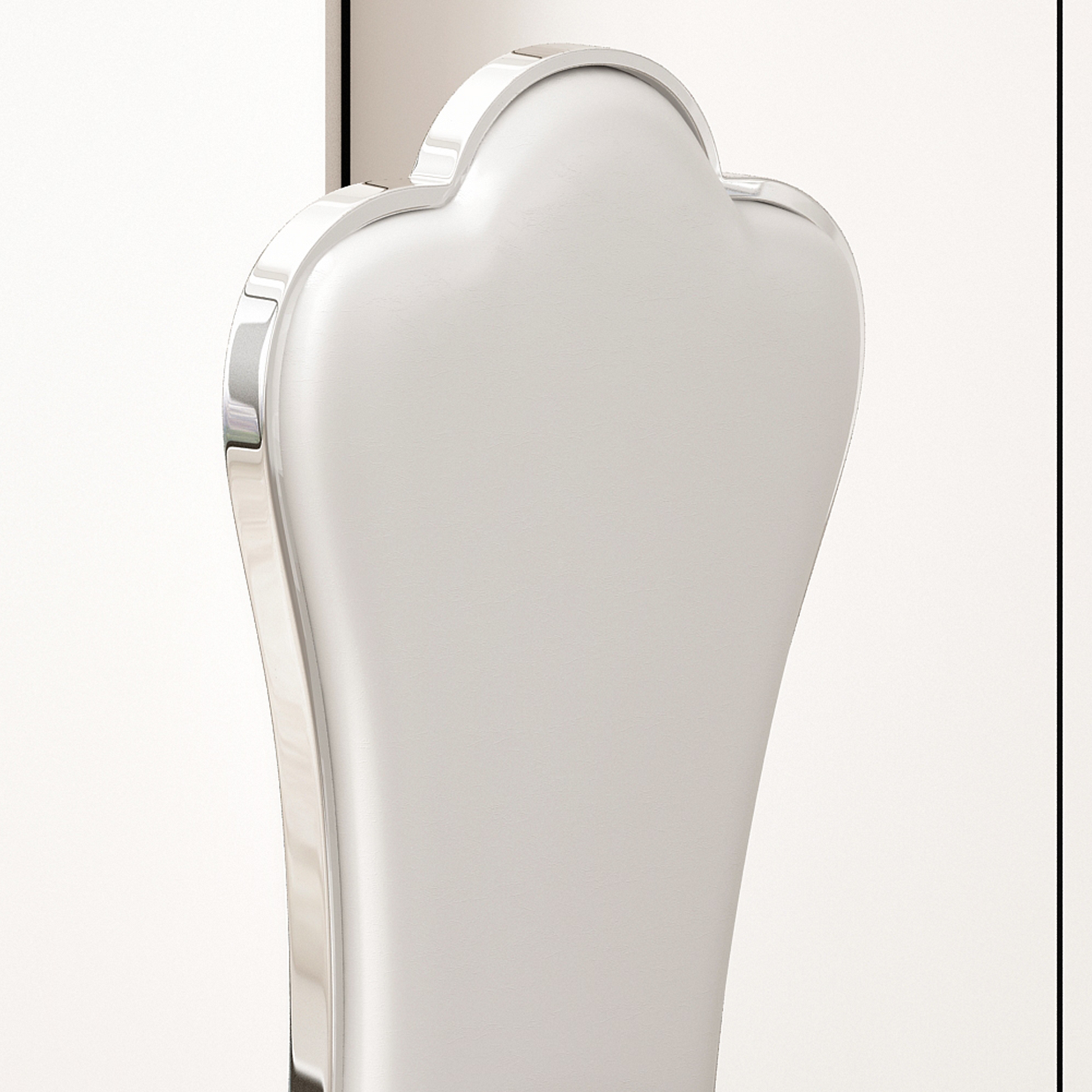 Moderndining Chairs Set Of 2, Unique Backrest Design With Stripe Armless Chair White Silver Leather