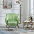 Velvet Accent Chair With Ottoman, Modern Tufted Barrel Chair Ottoman Set For Living Room Bedroom, Golden Finished, Grass Green Grass Green Foam Velvet