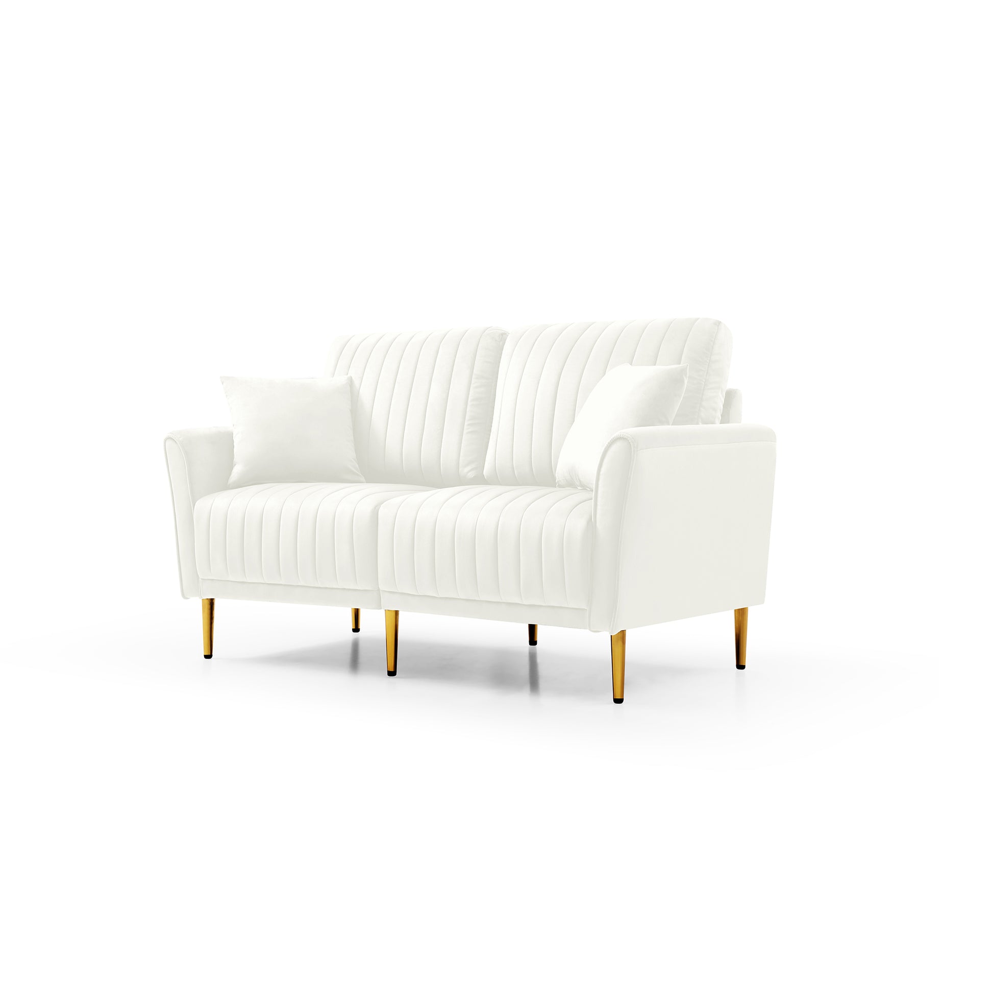 Modern Upholstered Sofa 3 Seater Couches And 2 Set Of 2 Seater Couchses For Living Room Sectional Sofas W Throw Pillows And Gold Metal Legs, Cream Velvet Cream Foam Velvet