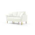 Living Room Sofa Set Of 3, Loveseat Sofa Couch And Comfy Accent Arm Chair W Pillows, Metal Legs, Upholstered Modern Furniture For Bedroom, Office, Small Space, Apartment Cream White Cream Foam Velvet