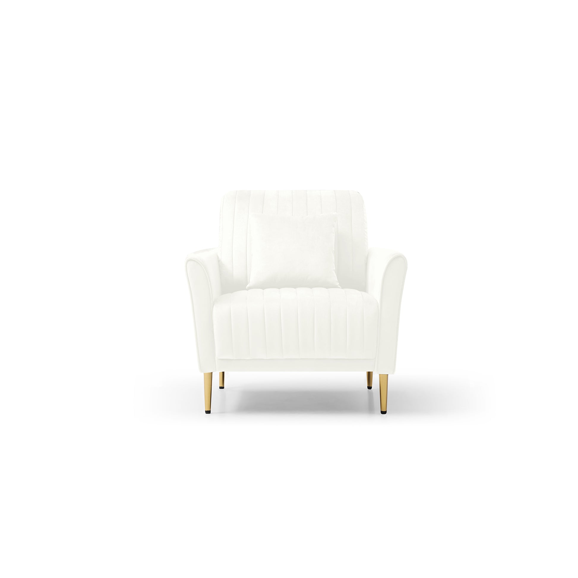 Living Room Sofa Set Of 3, Loveseat Sofa Couch And Comfy Accent Arm Chair W Pillows, Metal Legs, Upholstered Modern Furniture For Bedroom, Office, Small Space, Apartment Cream White Cream Foam Velvet
