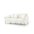 L Shaped Sectional Sofa Couch With Velvet Fabric, Reversible Sectional Sofa Couch For Small Space, Cream Color Cream Foam Velvet