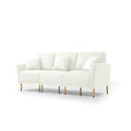 Modern Upholstered Sofa 3 Seater Couches And 2 Set Of 2 Seater Couchses For Living Room Sectional Sofas W Throw Pillows And Gold Metal Legs, Cream Velvet Cream Foam Velvet