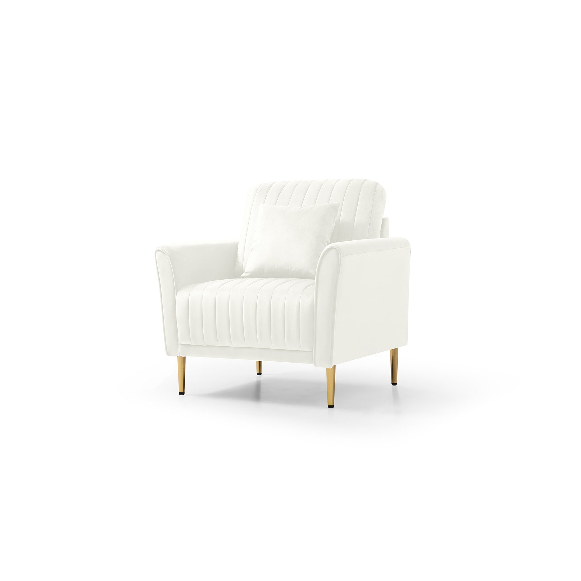 Living Room Sofa Set Of 3, Loveseat Sofa Couch And Comfy Accent Arm Chair W Pillows, Metal Legs, Upholstered Modern Furniture For Bedroom, Office, Small Space, Apartment Cream White Cream Foam Velvet