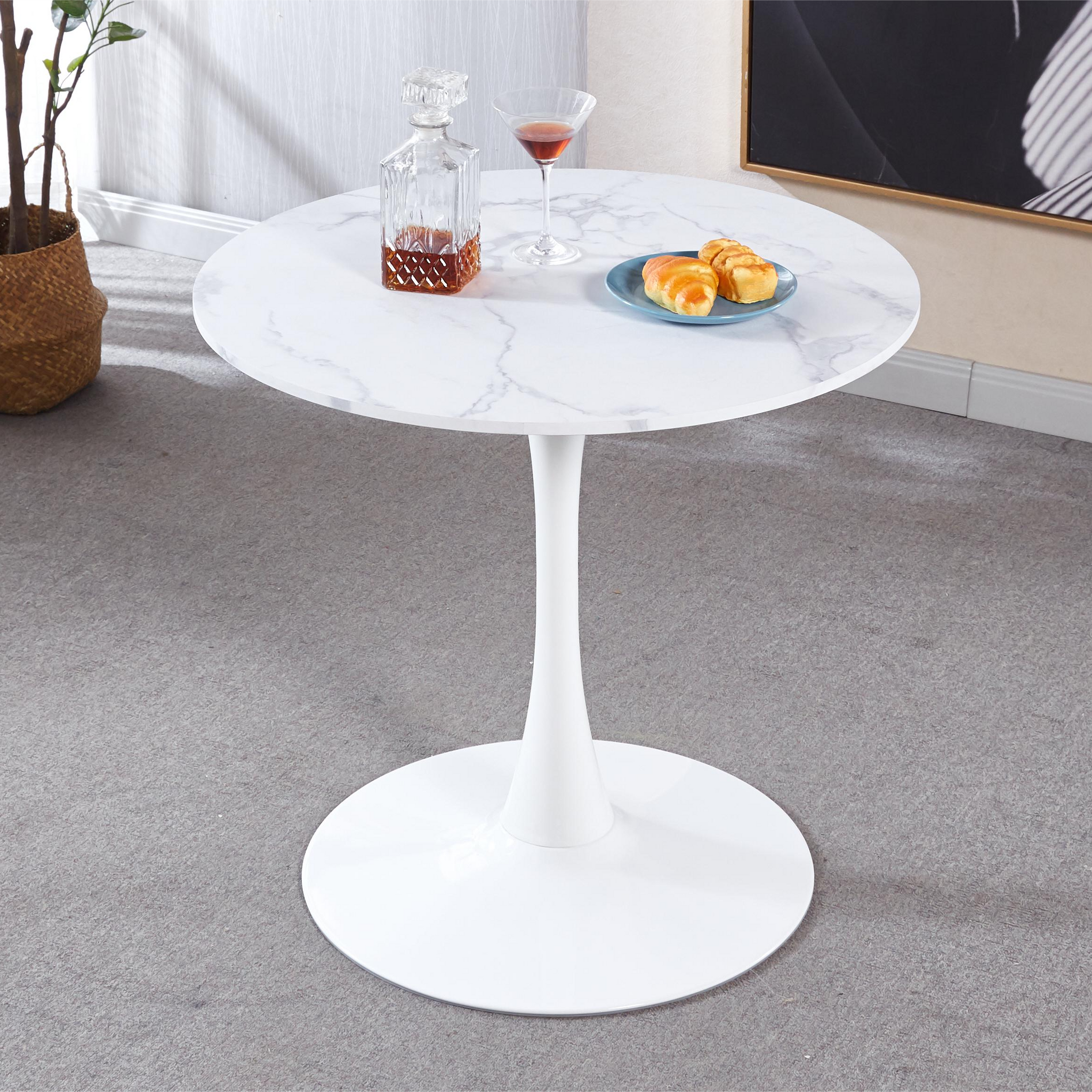 Tulip Special Dining Table,White Marble Color Top,Mdf Dining Tablekitchen Table,Exective Desk Marble Mdf