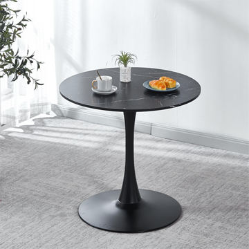 Tulip Special Dining Table,Black Marble Color Top,Mdf Dining Tablekitchen Table,Exective Desk Marble Mdf