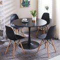 Black Chair,Set Of 4,Kd Leg,Plastic Seat Matt Black Plastic