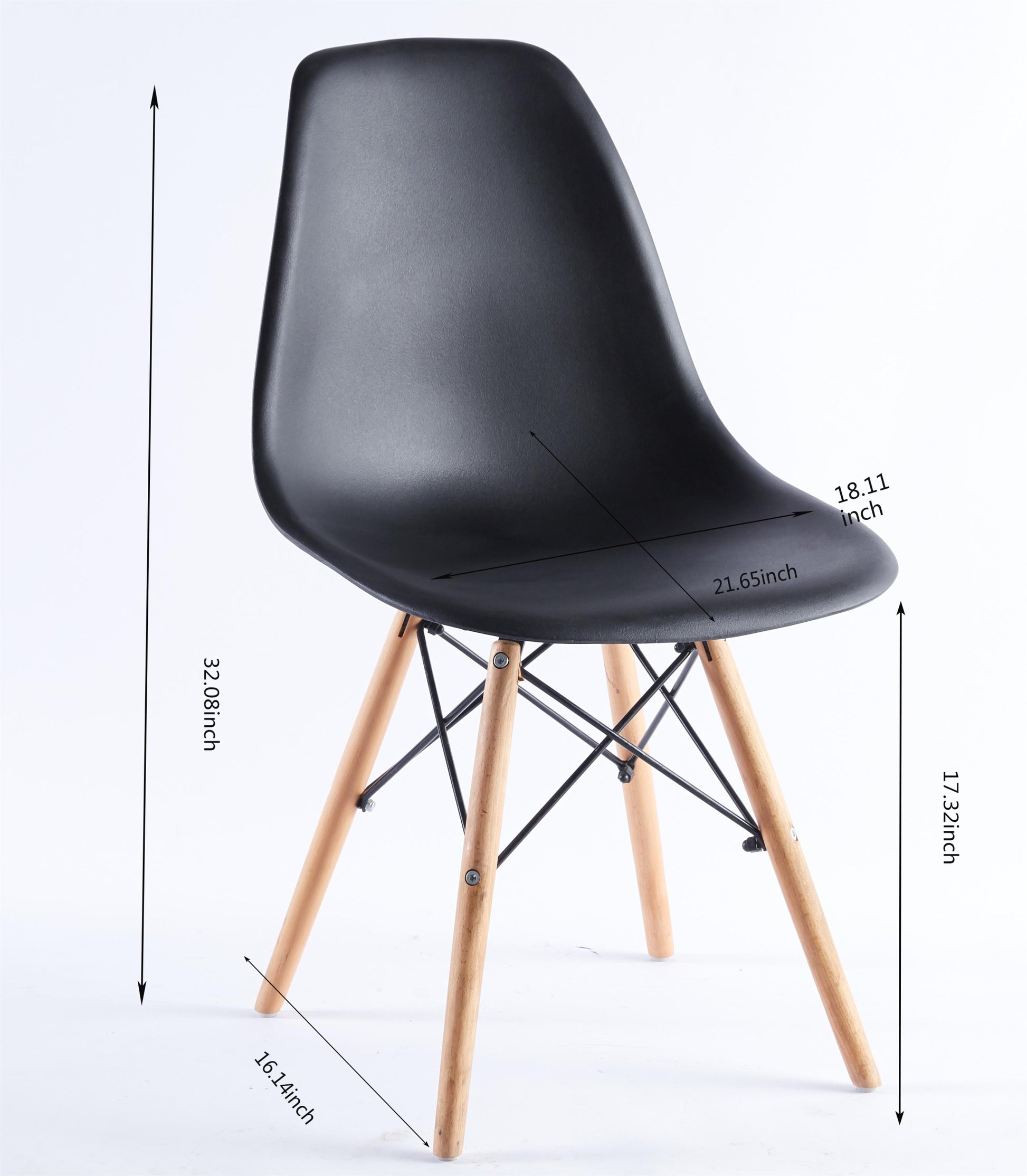 Black Chair,Set Of 4,Kd Leg,Plastic Seat Matt Black Plastic