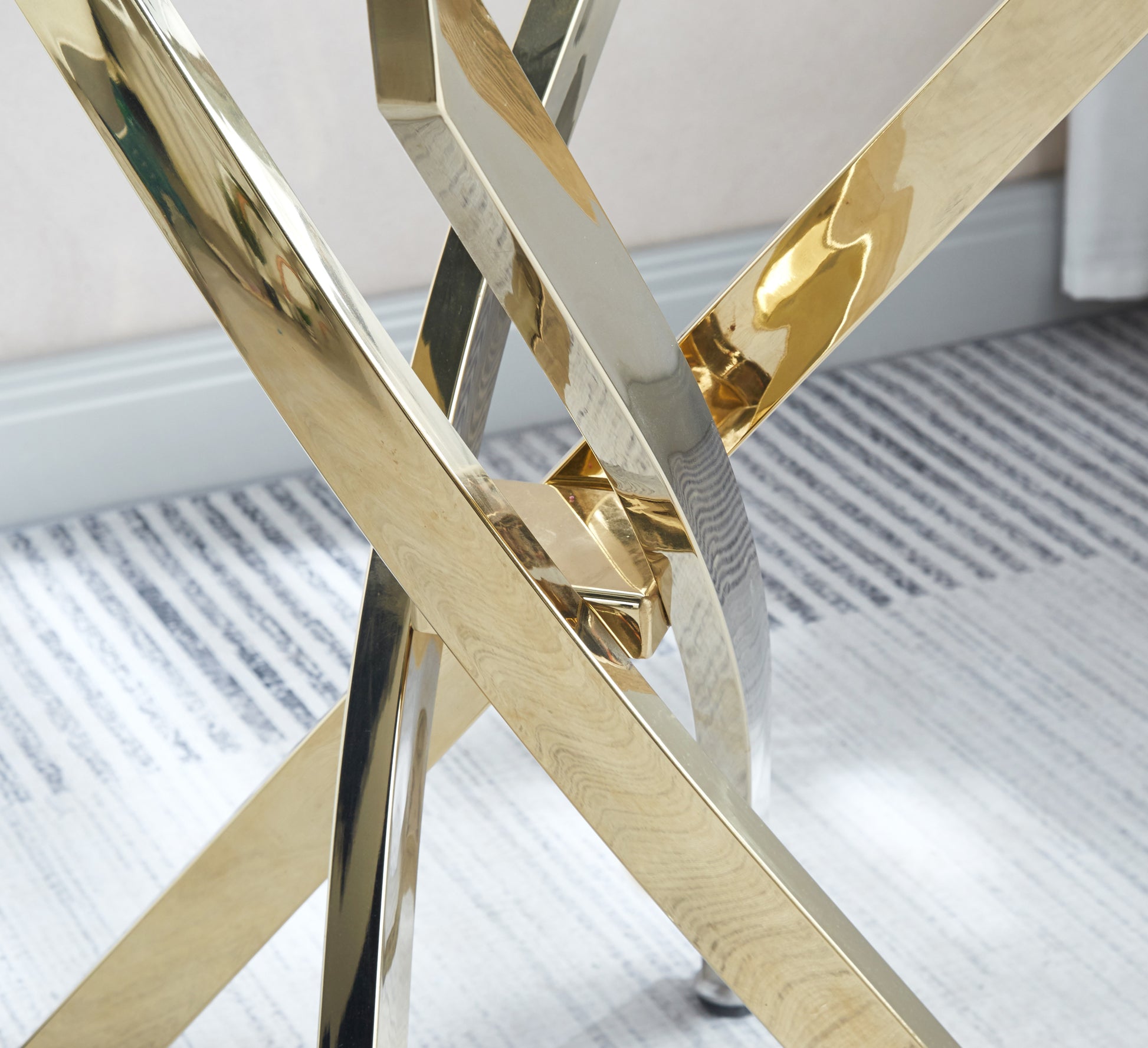 Modern Round Tempered Glass End Table With Stainless Steel Legs Gold Glass