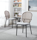 Black And Gray Sennit Chair,Set Of 4,Dining Chair,Coffee Chair Matt Black Metal