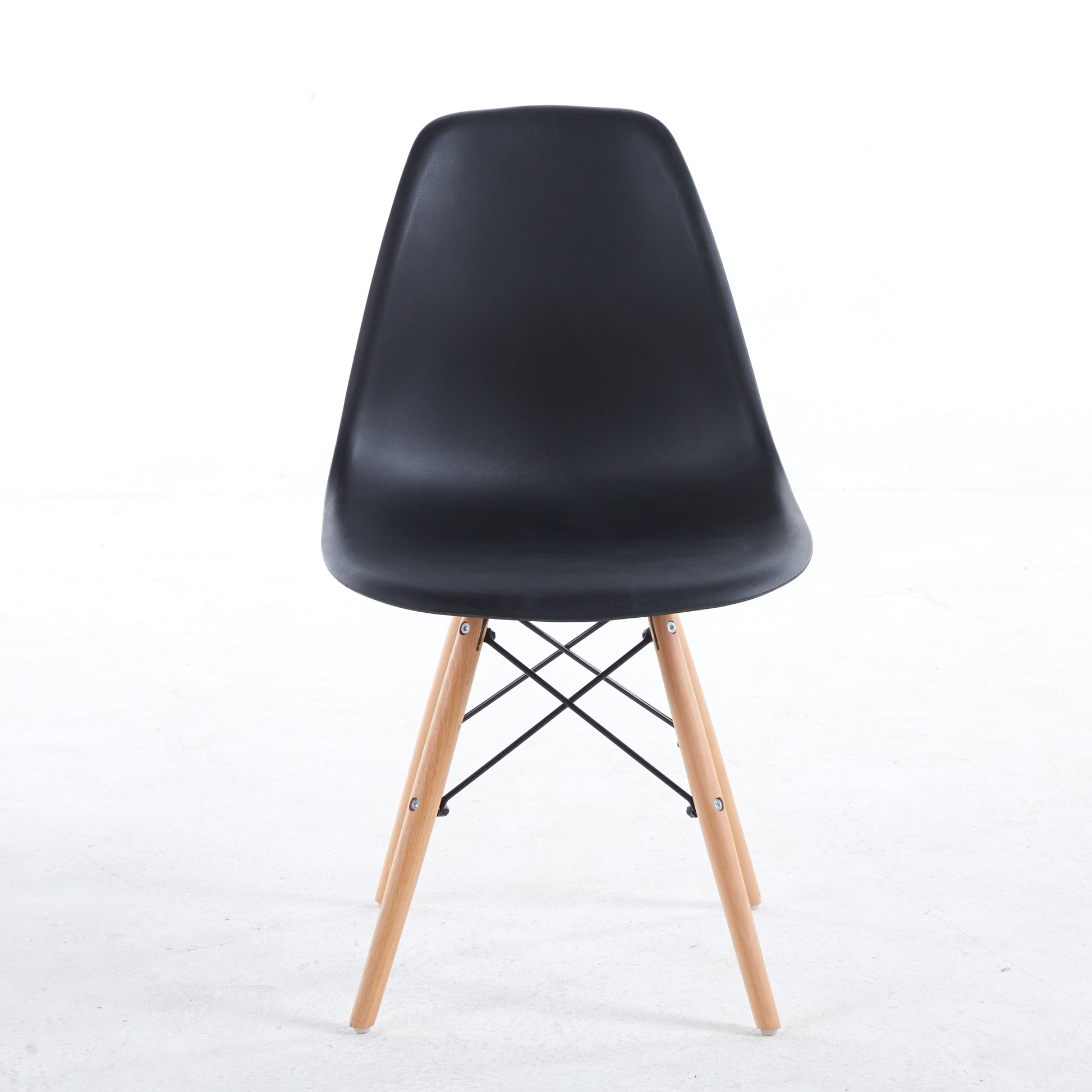 Black Chair,Set Of 4,Kd Leg,Plastic Seat Matt Black Plastic