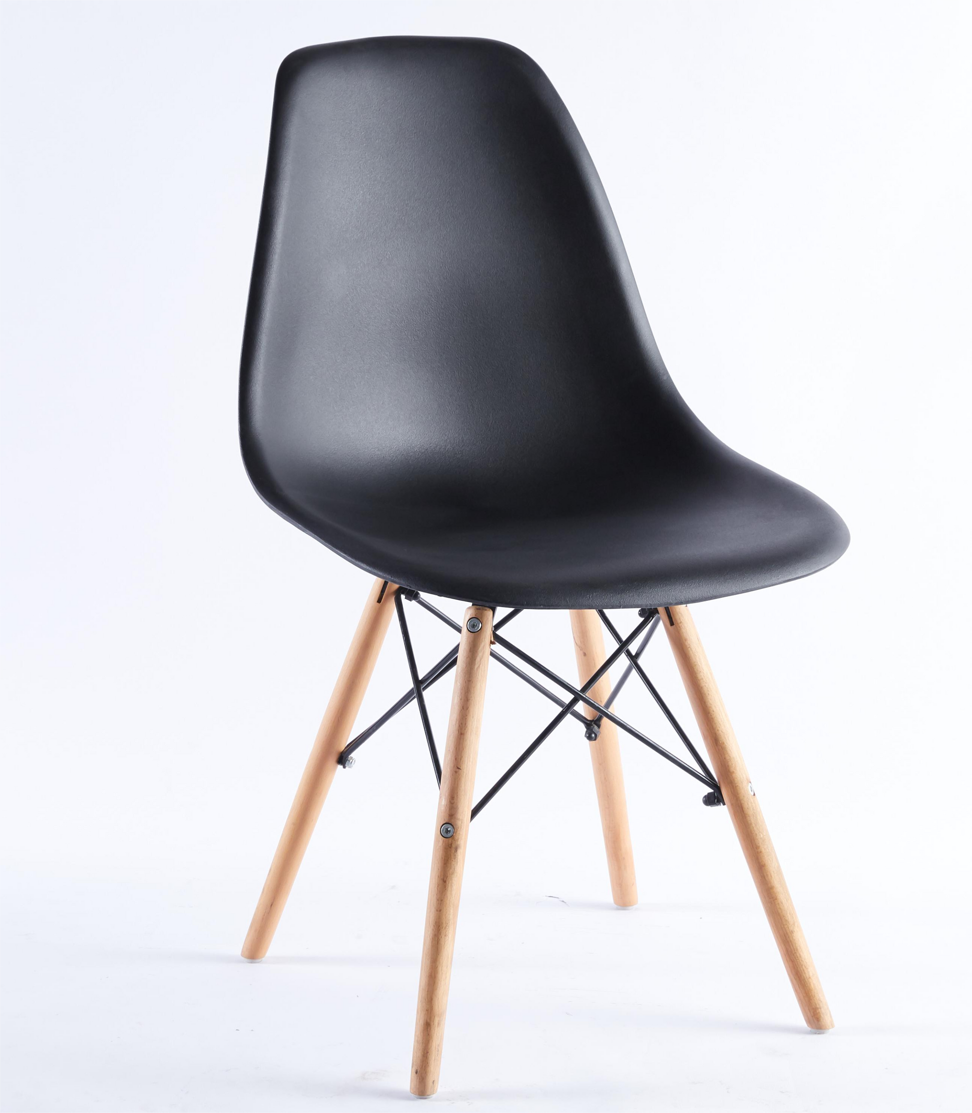 Black Chair,Set Of 4,Kd Leg,Plastic Seat Matt Black Plastic