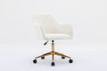 Modern Velvet Fabric Material Adjustable Height 360 Revolving Home Office Chair With Gold Metal Legs And Universal Wheels For Indoor,Ivory Ivory Foam Velvet