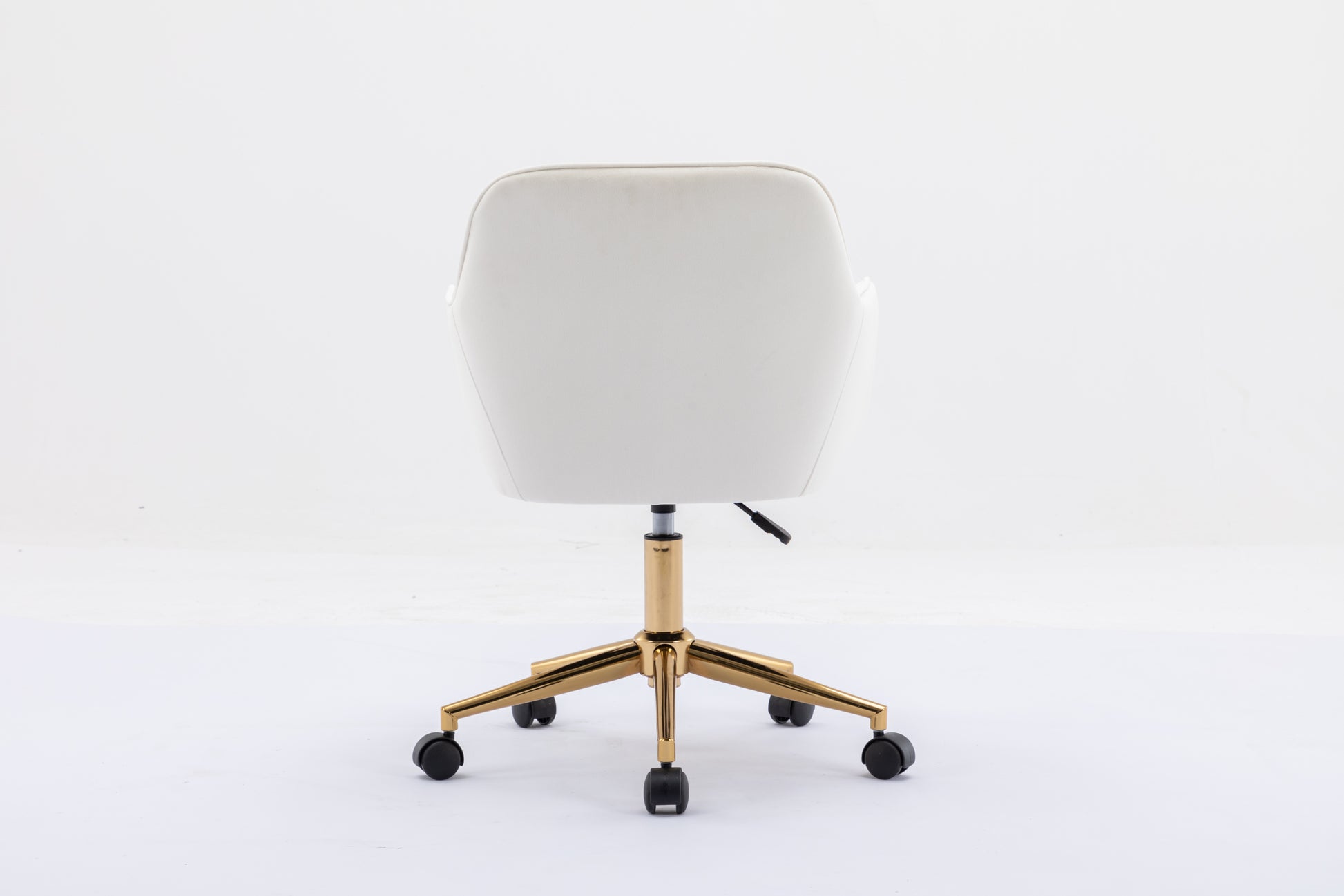 Modern Velvet Fabric Material Adjustable Height 360 Revolving Home Office Chair With Gold Metal Legs And Universal Wheels For Indoor,Ivory Ivory Foam Velvet