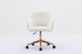 Modern Velvet Fabric Material Adjustable Height 360 Revolving Home Office Chair With Gold Metal Legs And Universal Wheels For Indoor,Ivory Ivory Foam Velvet