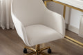 Modern Velvet Fabric Material Adjustable Height 360 Revolving Home Office Chair With Gold Metal Legs And Universal Wheels For Indoor,Ivory Ivory Foam Velvet