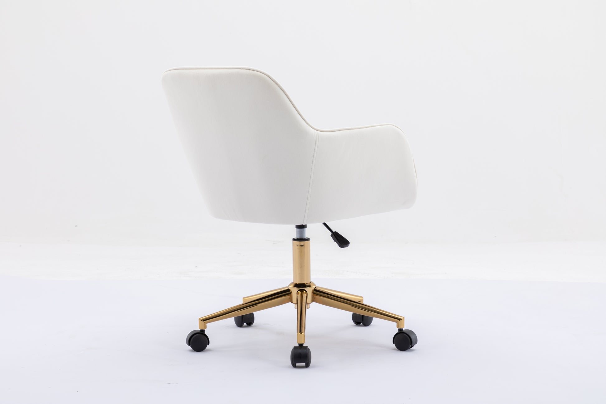 Modern Velvet Fabric Material Adjustable Height 360 Revolving Home Office Chair With Gold Metal Legs And Universal Wheels For Indoor,Ivory Ivory Foam Velvet
