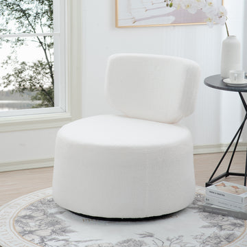 29.13" Wide Swivel Chair White Plush Plush